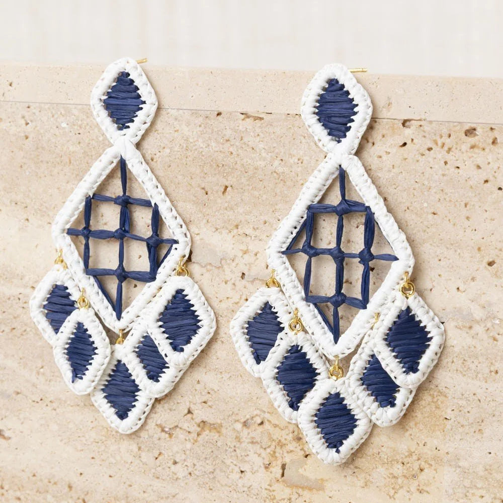 PENDIENTES RAFIA ROMBO