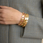 PULSERA FINA PIEDRA Y LATÓN