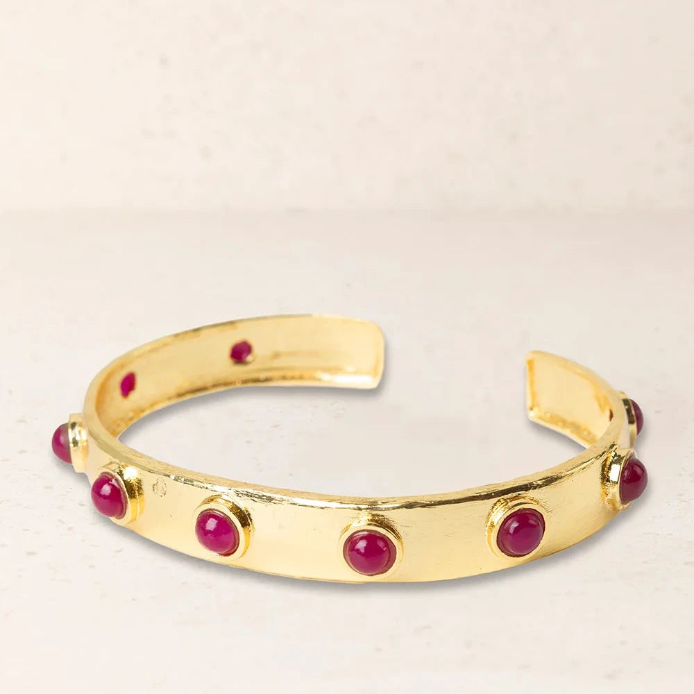 PULSERA FINA PIEDRA Y LATÓN
