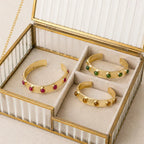 PULSERA FINA PIEDRA Y LATÓN