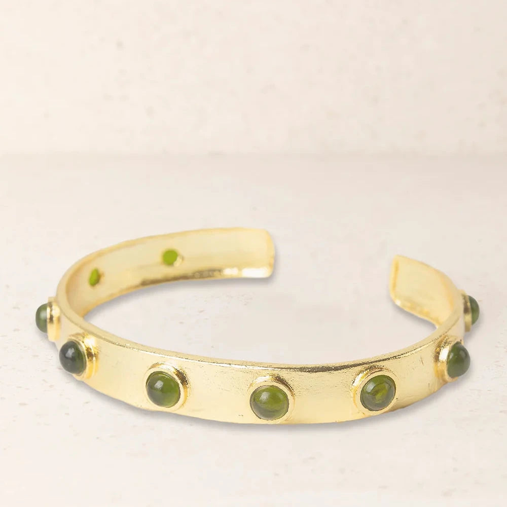 PULSERA FINA PIEDRA Y LATÓN