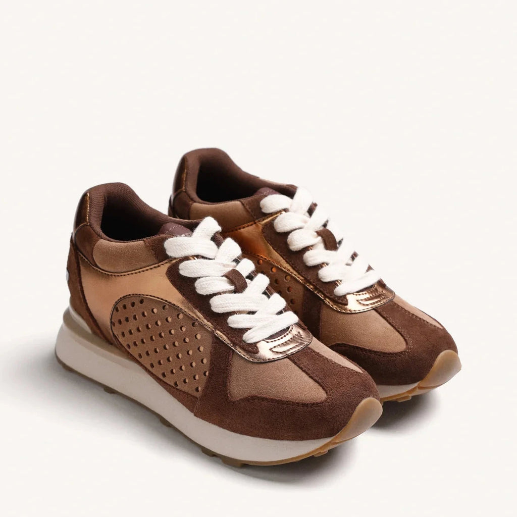 ZAPATILLAS BRONCE PIEL CON CUÑA INTERNA
