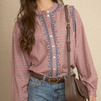 BLUSA CUADROS BORDADOS GEOMÉTRICOS